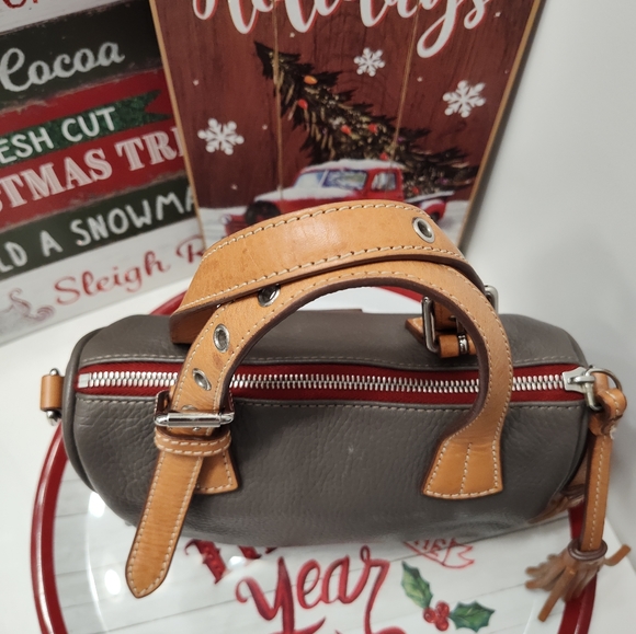❤️EUC Dooney and Bourke Kendra Mini Crossbody Satchel Bag, Grey & Tan Leather - Picture 12 of 16